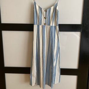 Blue and White Stripe Boutique Midi Dress